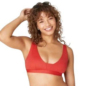 Andie Swim The Tahiti Bikini Top Chili Pepper Red Plunge Bathing Suit Size Large
